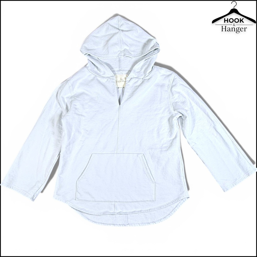Le Marais S Pima Cotton Acadia Hoodie V-Neck Ice Blue Low Tide Beachy Loungewear